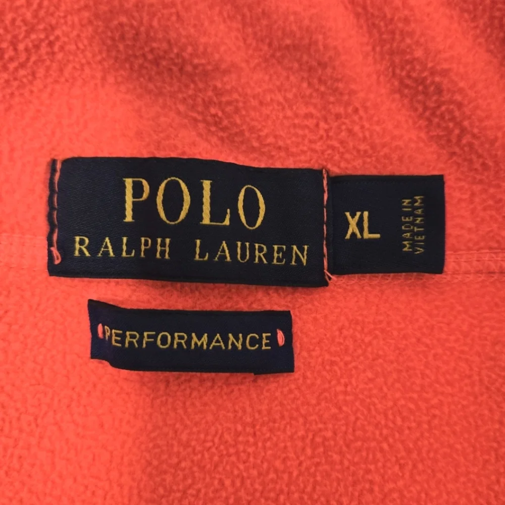 Polo by Ralph Lauren Men's Performance Neon Orange Half-Zip Fleece Sweater